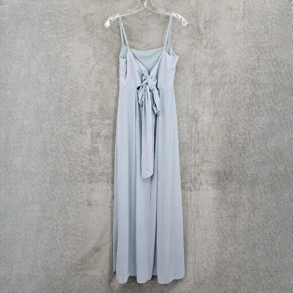 Show Me Your Mumu SMYM Lauren Tie Back Chiffon ALine Gown Dress M Steel Blue New - Picture 12 of 14